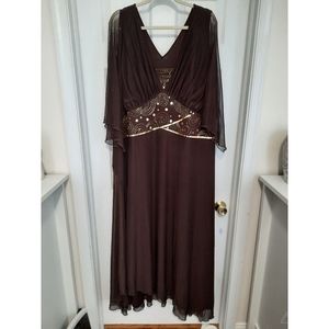 Brown Zaftique Dress with gold beading